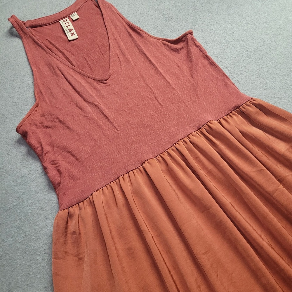 Dolan Left Coast Collection Mixed Media Tank Dress Rose Terracotta V-Neck Small - Picture 5 of 11